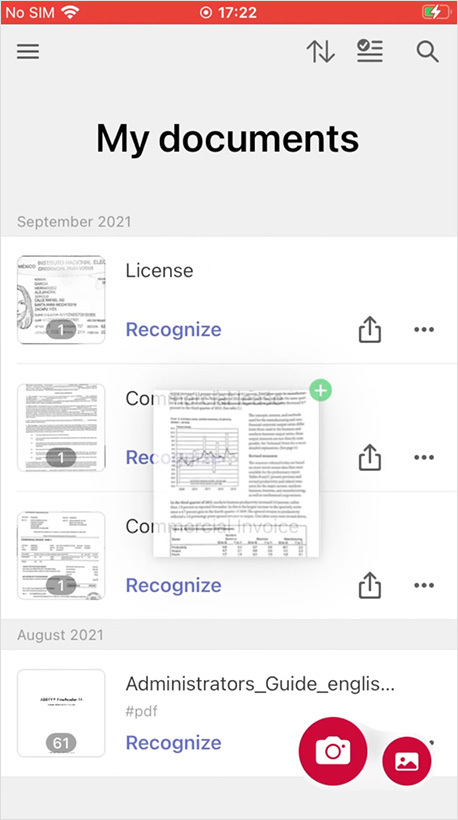 FineReader PDF for iPhone – Drag and Drop